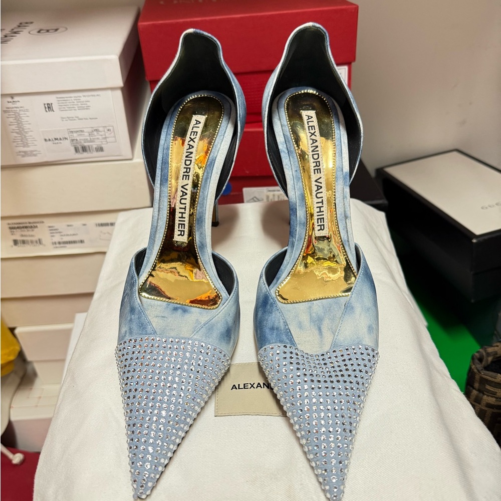 Blue Embellished Women's Heels